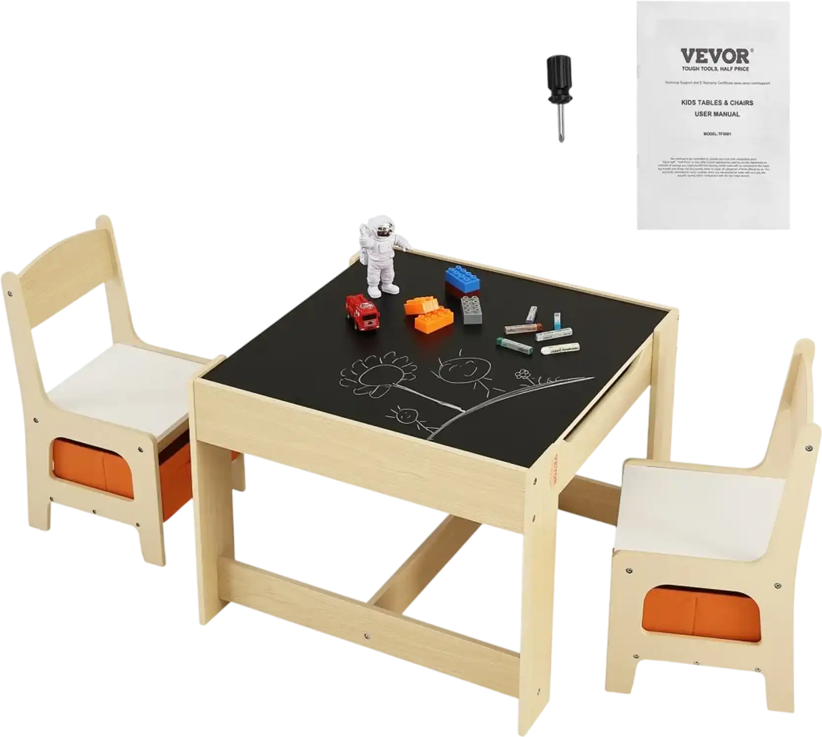 Vevor Kids Table and Chair Set Wooden Activity Play Table with Storage New