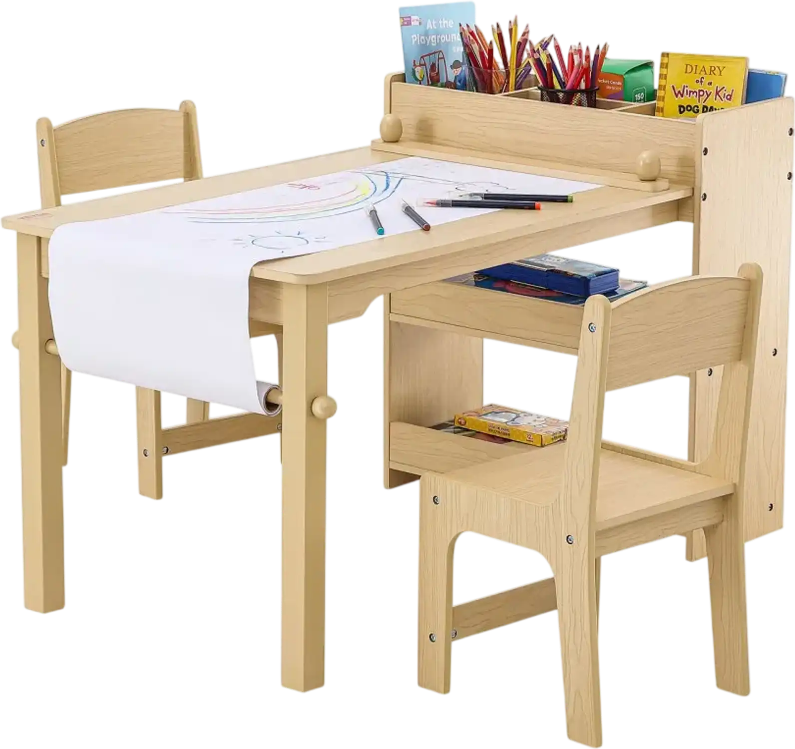 Vevor Kids Art Table and 2 Chairs with Cabinet New