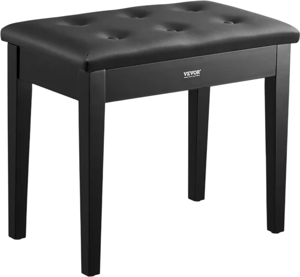 VEVOR Piano Bench, 22" x 13.78" x 19", Keyboard Piano Chair with High-Density Padded Cushion, Storage Compartment for Music Books, Wooden Piano Bookcase Stool Seat, for Vanity, Living Room, Bedroom