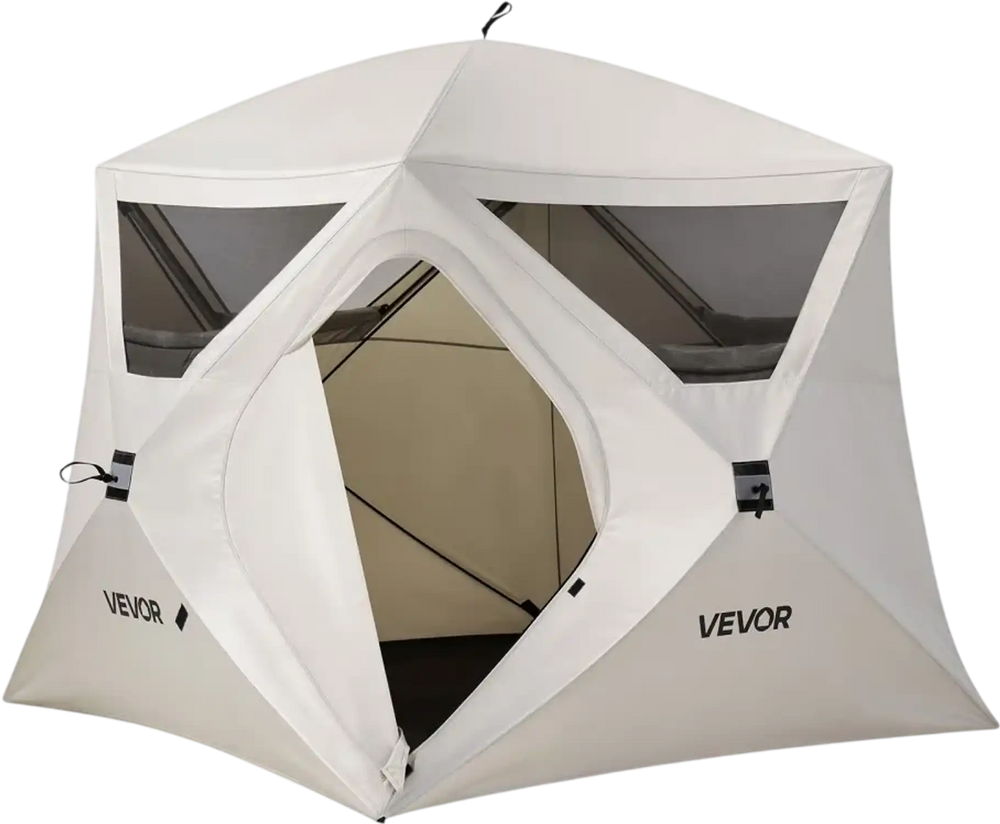 VEVOR Camping Tent, 4 Person Pop Up Instant Cabin Tent with Large Mesh Windows, 60 Seconds Easy Setup, Portable Cabin Hub Tents with Carry Bag for Family Outdoor Camping & Hiking, Upgraded Ventilation