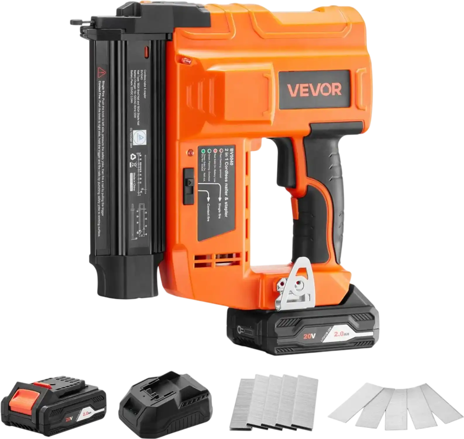 Vevor Brad Nailer 2-in-1 Cordless 18 Gauge 20V Battery Powered Nail Gun and Staple Gun New