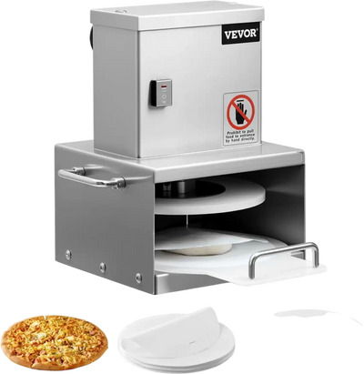 VEVOR Electric Pizza Dough Press Machine, 6 inch Pizza Pastry Press Plate, Stainless Steel Bread Presser, Adjustable Thickness Commercial Forming Machine, with 100 Pcs Parchment Paper