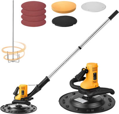 VEVOR Electric Power Trowel, 800W Concrete Finishing Machine Corded with Mixing Rod, 6-Speed Adjustable 120–200 RPM, Steel & Plastic Trowel Discs, Extension Handle, Floor Smoothing Cement Finisher