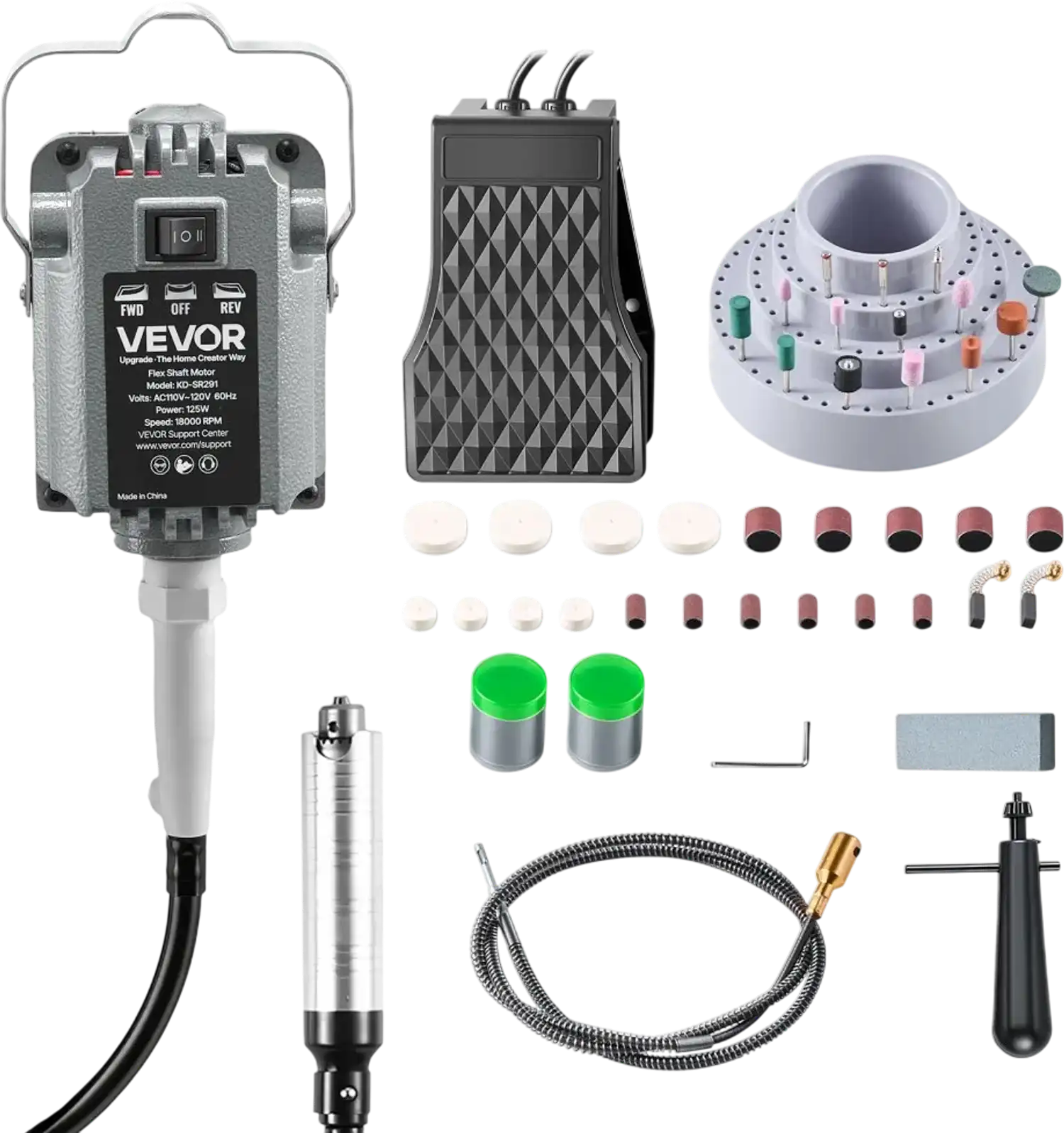 Vevor Flex Shaft Grinder Rotary Tool 125W 18000 RPM with 112-Pc Accessory Kit New
