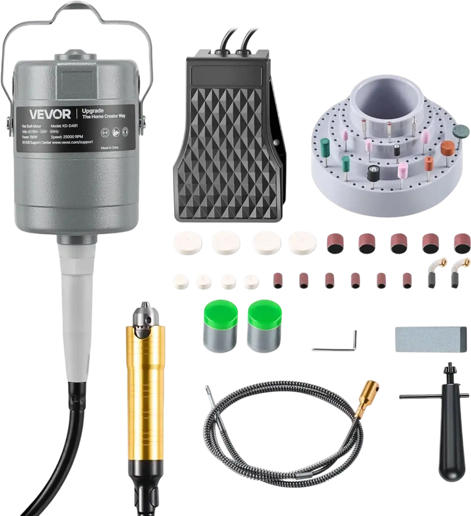 Vevor Flex Shaft Grinder 780W 25000 RPM Rotary Tool with 112-Pc Accessory Kit New