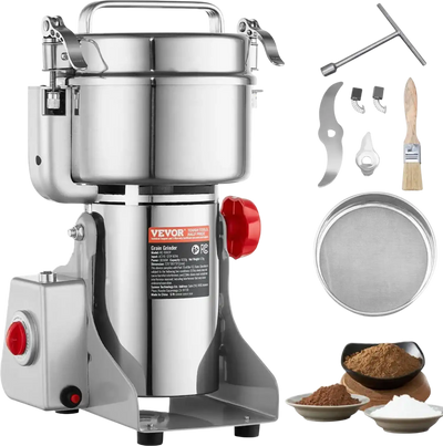 VEVOR 1000g Electric Grain Mill Grinder, High Speed 3000W Commercial Spice Grinders, Stainless Steel Pulverizer Powder Machine, for Dry Grains Spices Cereals Coffee Corn Pepper, Swing Type