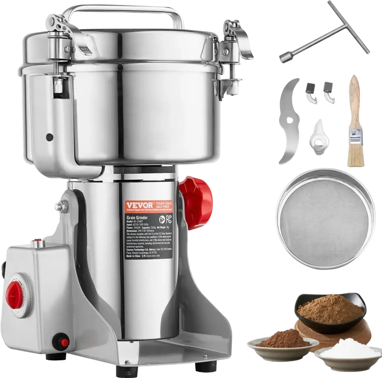 Vevor Spice Grinder 2500g 3400W Commercial Electric Grain Mill New