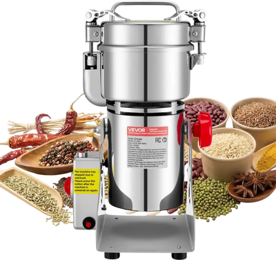 VEVOR 300g Electric Grain Mill Grinder, 1500W 28000RPM High Speed Spice Corn Dry Grinding Machine, Stainless Steel Pulverizer Powder Machine for Dried Grains Coffee Beans Spices Nuts (270° Swing Type)