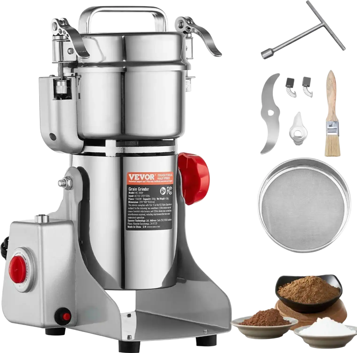 Vevor Grain Grinder 300g Electric 1500W High-Speed Swing Spice Mill New