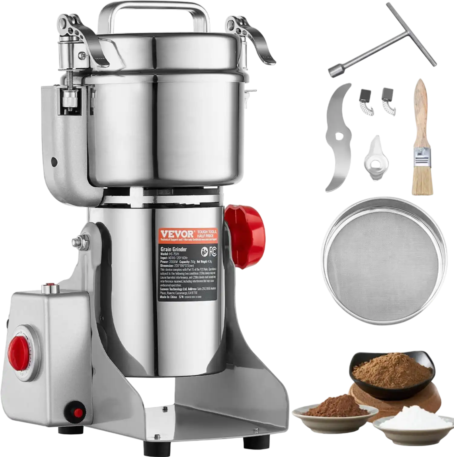 Vevor Electric Grain Grinder 750g 2000W High-Speed Swing Type Mill New
