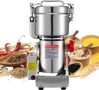 VEVOR Electric Grain Mill Grinder, 1.8 lbs Commercial Spice Grinders, High Speed 2100W Stainless Steel Pulverizer Powder Machine, for Dry Grains, Spices, Cereals, Coffee, Corn & Pepper, Swing Type