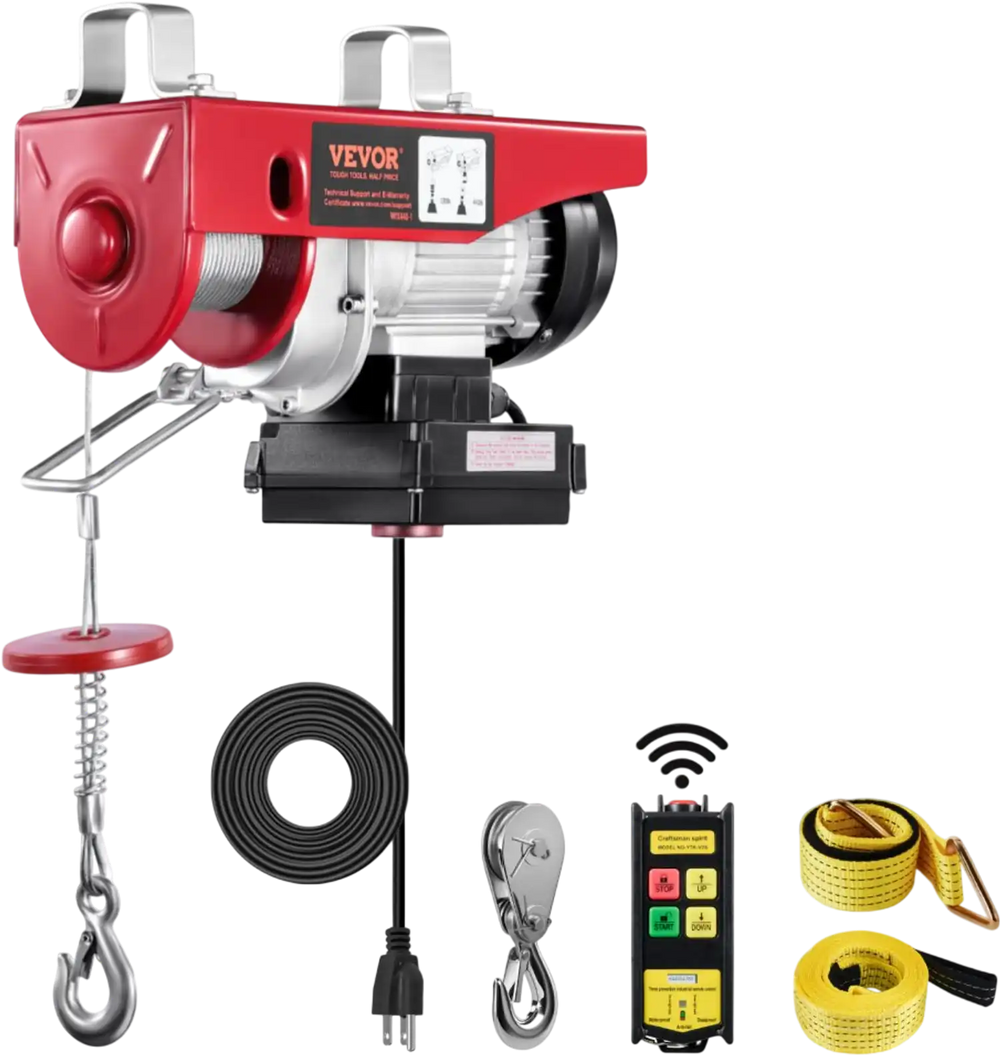 VEVOR Wireless Electric Hoist, 440 lbs 110V Electric Steel Wire Winch with Wireless Remote Control, 40ft Single Cable Lifting Height & Pure Copper Motor, for Garage Warehouse Factory