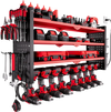 VEVOR Power Tool Organizer with Charging Station, 4-Layer Drill Storage Rack with 8 Drill Holders & Side Pegboard, Garage Tool Organizer Built in 8 Outlet Power Strips for Garage, Workbench, Workshop