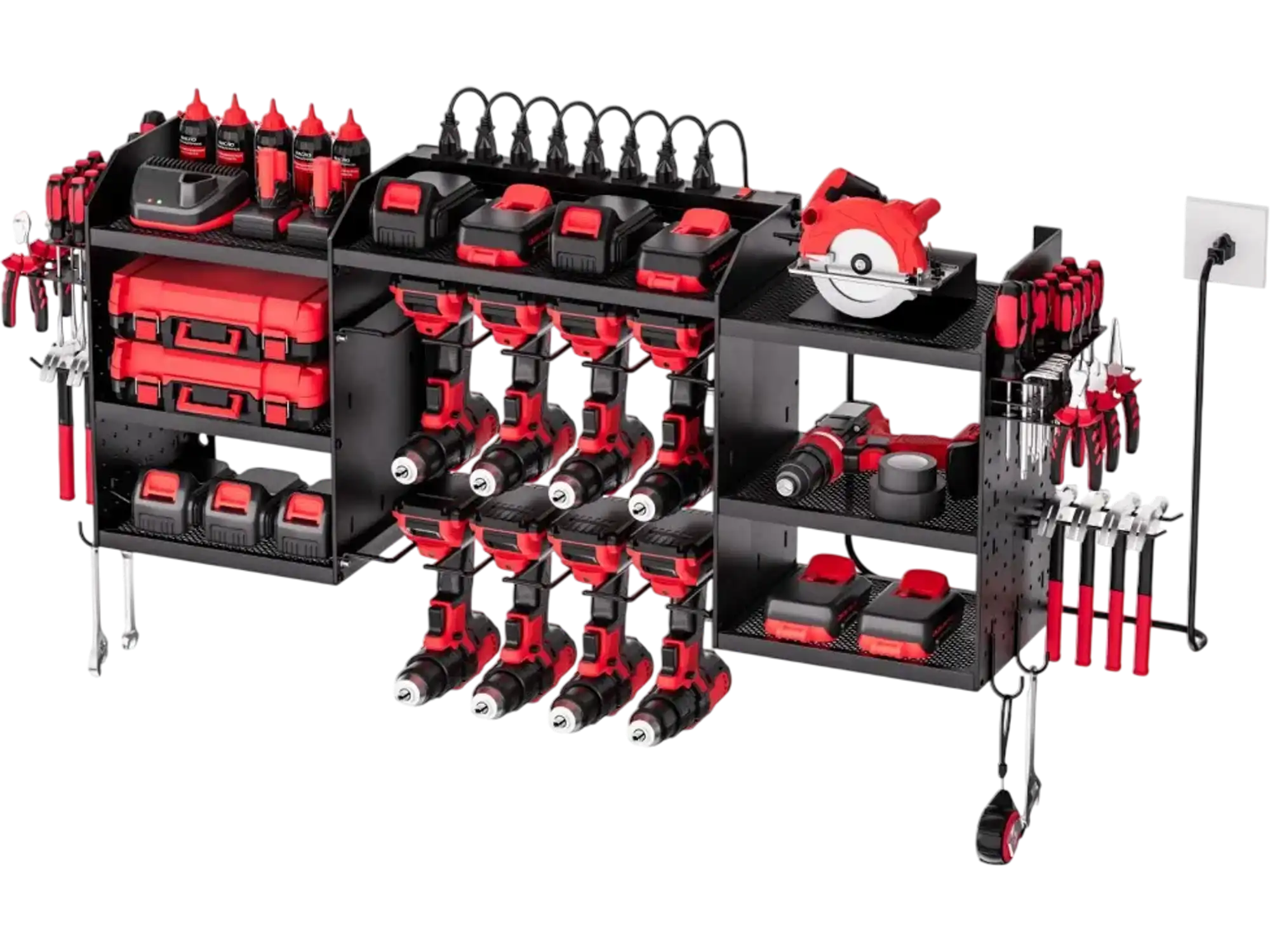 Vevor Power Tool Organizer Charging Station 3-Layer 8-Outlet Drill Storage Rack New
