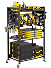 VEVOR 4-tier Tool Organizer Cart, 150 lbs Load Capacity, Floor Stand Rolling Drill Holder and Stability Storage Rack, Heavy Duty Garage Floor Rolling Storage Cart for Workshop, Garage, Black