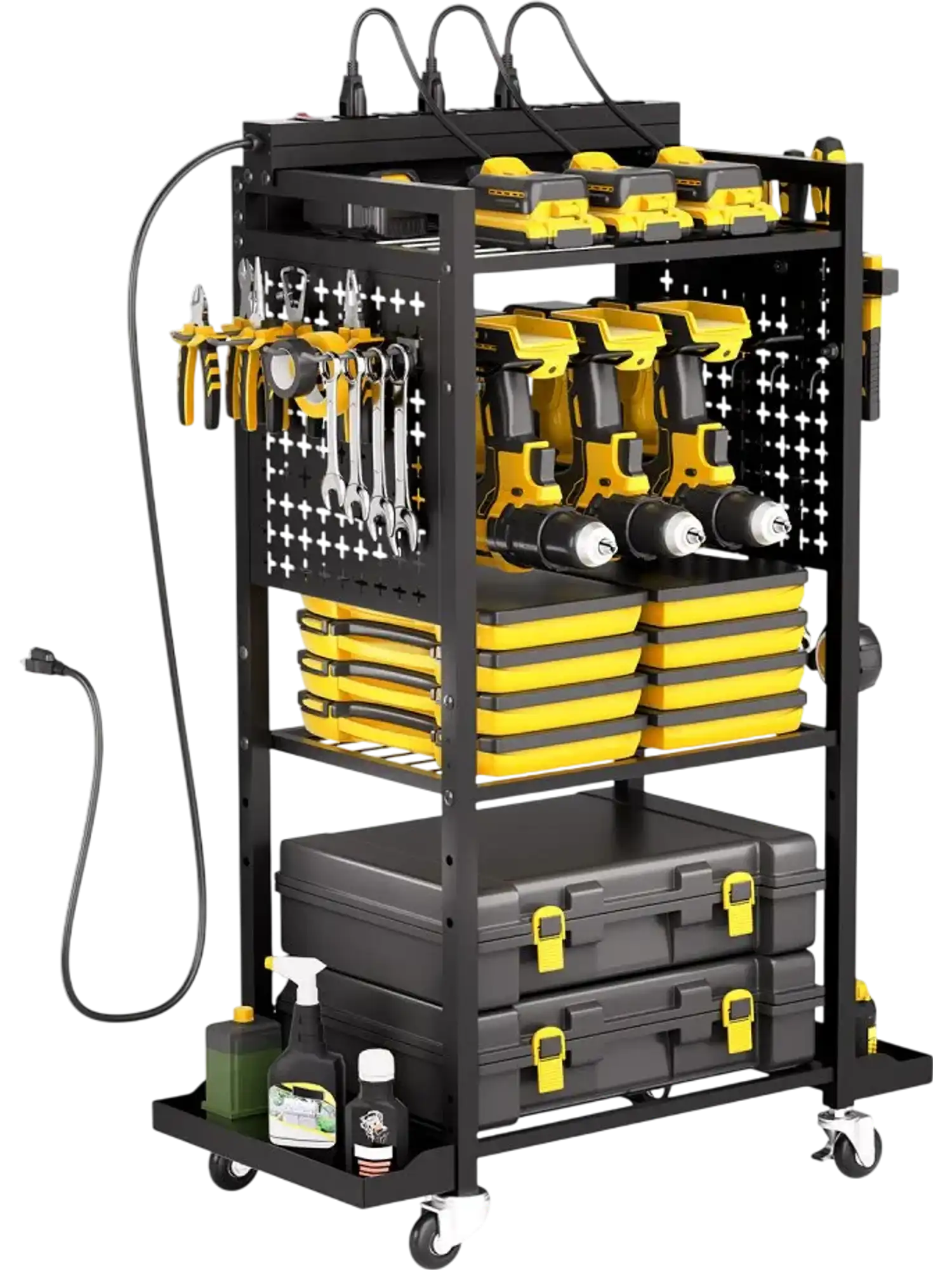 Vevor Tool Cart 4-Tier Rolling Organizer with Charging Station New