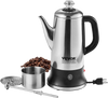 VEVOR 12-Cup Electric Percolator Coffee Pot, 304 Stainless Steel Coffee Percolator with Keep Warm Function & Heat-Resistant Handle, Classic Coffee Maker, Quick Brew & Easy-Pour Spout, Silver