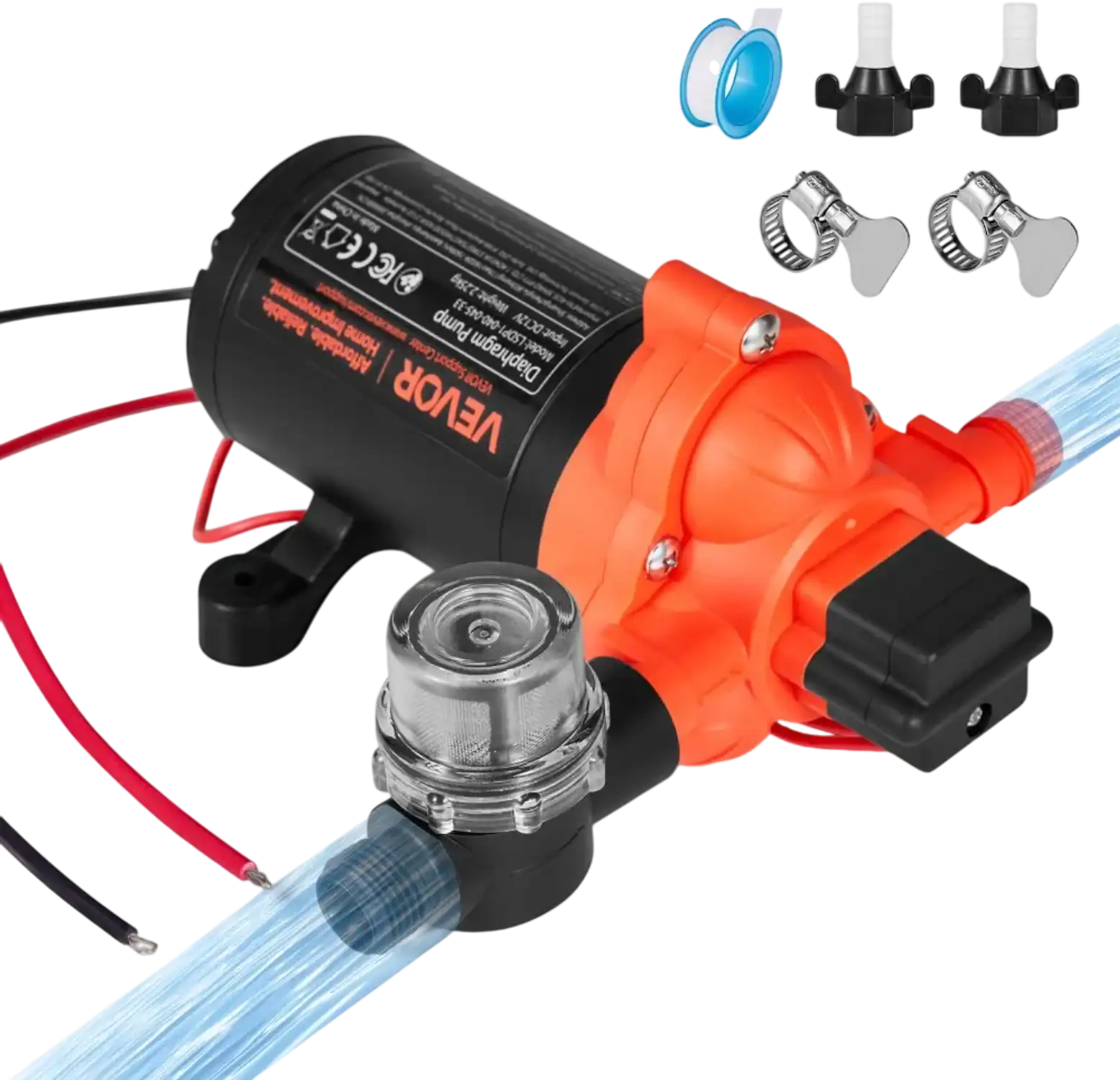 Vevor Water Pump 12V 4 GPM Self-Priming Diaphragm RV Pump New