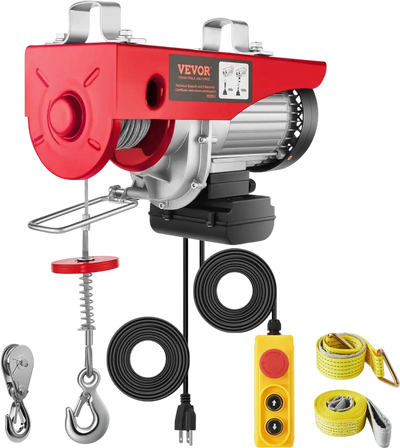 VEVOR Electric Hoist, 1320 lbs Lifting Capacity, 1150W 110V Electric Steel Wire Winch with 14ft Wired Remote Control, 40ft Single Cable Lifting Height & Pure Copper Motor, for Garage Warehouse Factory