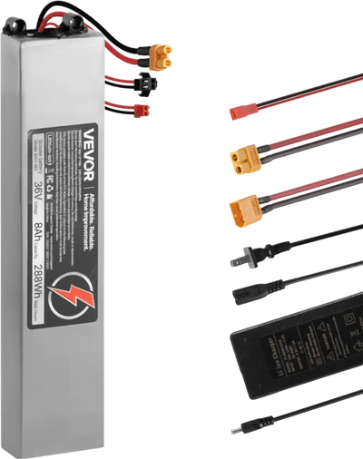 VEVOR 36V Scooter Battery Pack, 8Ah, 8000mAh Lithium Battery Replacement with 30A BMS, Charger, 500+ Cycles, Compatible with 1440W Motors, for Imitation M365 Electric Scooters, Without Communication