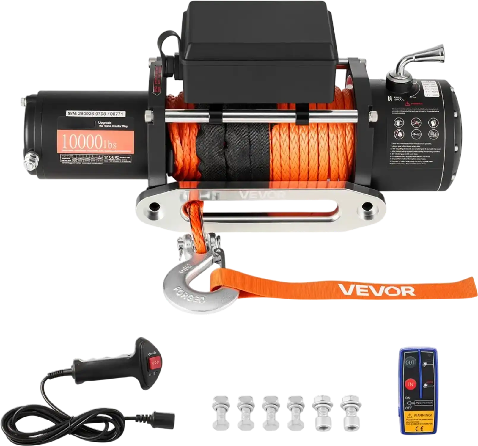 Vevor Electric Winch 10,000 lbs 12V DC Truck Winch with Synthetic Rope New