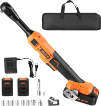 VEVOR Cordless Ratchet Wrench, 3/8 inch Drive, 230 RPM, up to 66 ft-lbs of Torque, Battery Powered Electric Ratchet Wrench Set with Two 2.0Ah Batteries, Charger, Sockets, Adaptors and Cloth Bag