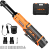VEVOR Cordless Ratchet Wrench, 3/8 inch Drive, 240 RPM, up to 33 ft-lbs of Torque, Extended Battery Powered Electric Ratchet Wrench Set with Two Batteries, Charger, Sockets, Adaptor and Extension Bar
