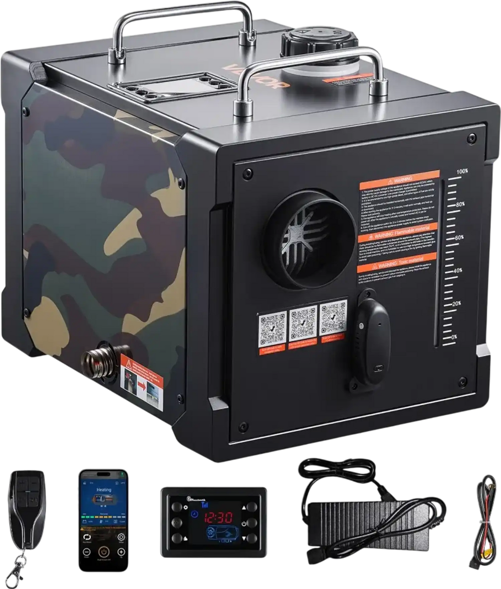 VEVOR Diesel Heater, 8KW, DC 12V/24V, All in One Portable Diesel Air Heater with Bluetooth APP Control, Remote Control and LCD Screen, 1.9 Gal Fuel Tank for Trucks, Vans, RVs, Campers, and Garages
