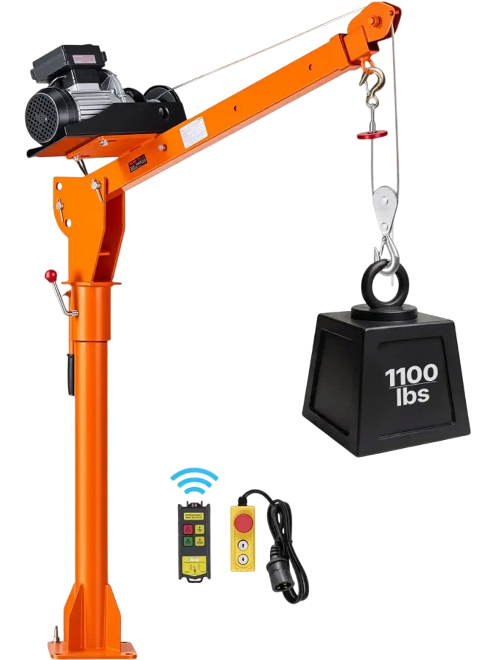 VEVOR Electric Truck Crane, 1100 lbs Pickup Truck Crane with PA800 Electric Hoist, 360° Rotating Telescopic Boom, Premium Galvanized Steel,Foldable Pickup Bed Jib Hoist for Machine Lumber Lifting