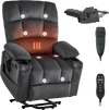 VEVOR Power Lift Recliner Chair, Dual Motor, Large Electric Lift Chair with Heat and Massage for Elderly, Infinite Position Adjustment, Velvet Fabric, with Storage Pockets, Cup Holders, Dark Gray