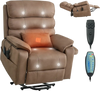 VEVOR Power Lift Recliner Chair, Dual Motor, Medium Wide Electric Lift Chair with Heat and Massage for Elderly, Infinite Position Adjustment, Leather Surface, with Storage Pocket, Cup Holder, Brown