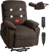 VEVOR Power Lift Recliner Chair, Dual Motor Medium Lift Chair with Heat and Massage for Elderly, Position Adjustable, Remote Control, with Side Pockets, Chenille Fabric, Brown