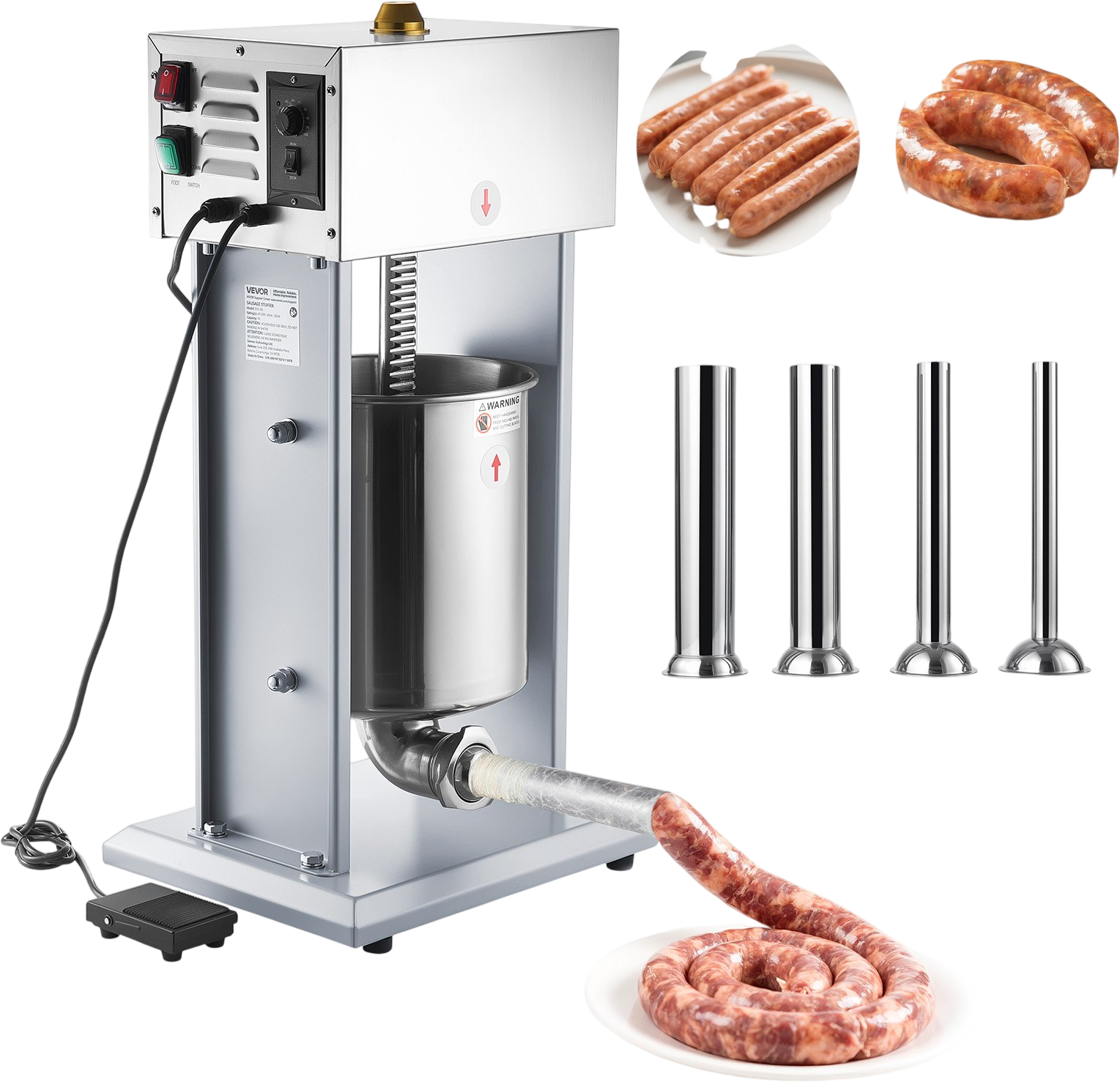 Vevor Electric Sausage Stuffer 22 lbs. Vertical with Adjustable Speed 4 Filling Tubes New