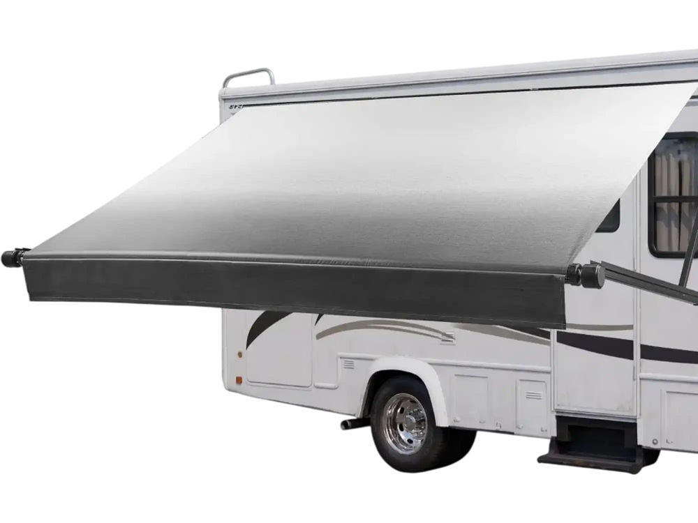 VEVOR Motorized RV Awning Complete Kit, 15.06FT Electric Retractable RV Awning with Aluminum Alloy Frame & Waterproof Fabric, Outdoor Camping Trailer Awnings Fit Most RVs (15FT Type, Gradient Black)