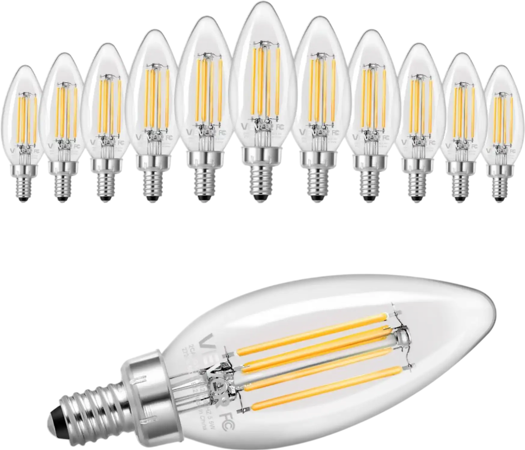 Vevor LED Candelabra Bulbs 12-Pack Dimmable Chandelier Light Bulbs New