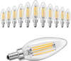VEVOR LED Candelabra Bulbs, 12-Pack Dimmable Chandelier Light Bulbs, Vintage Clear Glass Candle Light Bulb with 2725K Warm Lighting, 90+ High CRI & E12 Base for Chandeliers, Wall Sconces & Table Lamps