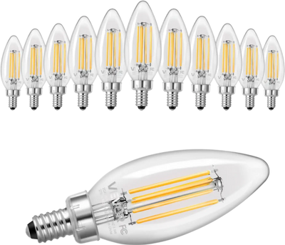 Vevor LED Candelabra Bulbs 12-Pack Dimmable Chandelier Light Bulbs New