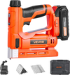 VEVOR Cordless Brad Nailer, 2-in-1 Nail Gun Staple Gun, 18 Gauge 5/8 inch, Includes 1000 Pcs Staples and 1000 Pcs Nails, with Battery and Charger, Non-Slip Rubber Grip, for Woodworking DIY Projects