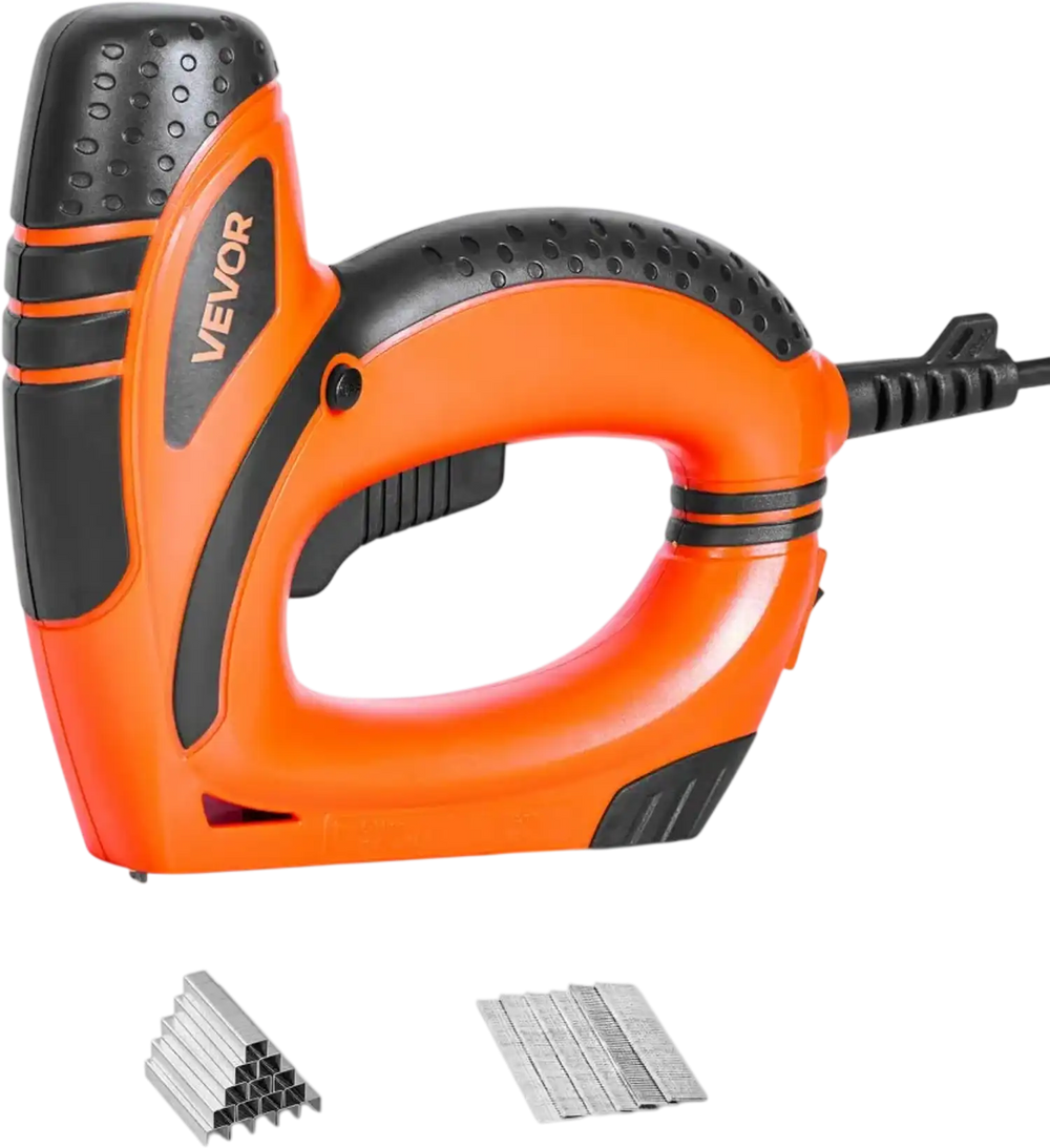 VEVOR Electric Nail Gun, 2-in-1 Staple Gun Brad Nailer, 18 Gauge 5/8 inch, Stapler Brad Nailer with 1000 Pcs Staples and 1000 Pcs Nails, Non-Slip Rubber Grip, for Woodworking and DIY Projects