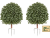 VEVOR Artificial Topiary Ball Boxwood Bush 20 in Set of 2 Green Fake Shrubs, PE Faux Trees with Metal Ground Spikes, Indoor & Outdoor Plant for Front Door, Entryway, Porch, Balcony, Patio, Garden