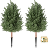 VEVOR Artificial Topiary Cedar Bush 3 Ft Set of 2 Greenery Fake Shrubs, PE Faux Trees with Ground Spikes, Indoor & Outdoor Green Plant for Front Door, Entryway, Porch, Balcony, Patio, Garden