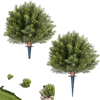 VEVOR Artificial Topiary Cypress Trees with Ground Spike, 16 inch 2 Set Faux Shrubs & Bushes Potted Plants, Fake Silk Tree Look Real for Decor Front Porch Outdoor Indoor Patio Garden Balcony Backyard