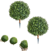 VEVOR Artificial Topiary Boxwood Trees with Ground Spike, 22 inch 2 Set Faux Shrubs & Bushes Potted Plants, Fake Silk Tree Look Real for Decor Front Porch Outdoor Indoor Patio Garden Balcony Backyard