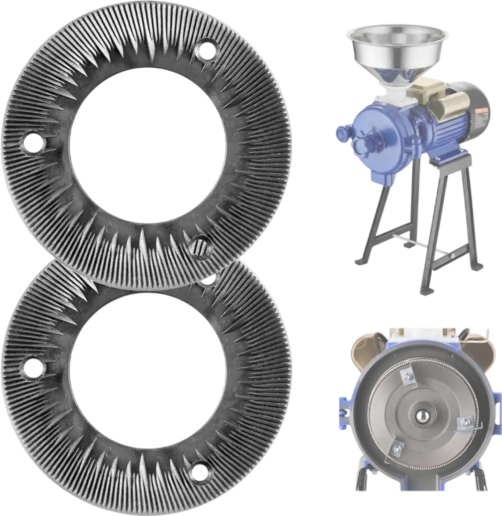 VEVOR 2PCS Grinding Sheets for Electric Grain Mill Grinder, Cast Iron Dry Grinding Discs, Replacement Grinding Plates Compatible with VEVOR GM-001, GM-002, GM-003 Corn Spice Mill Grinder