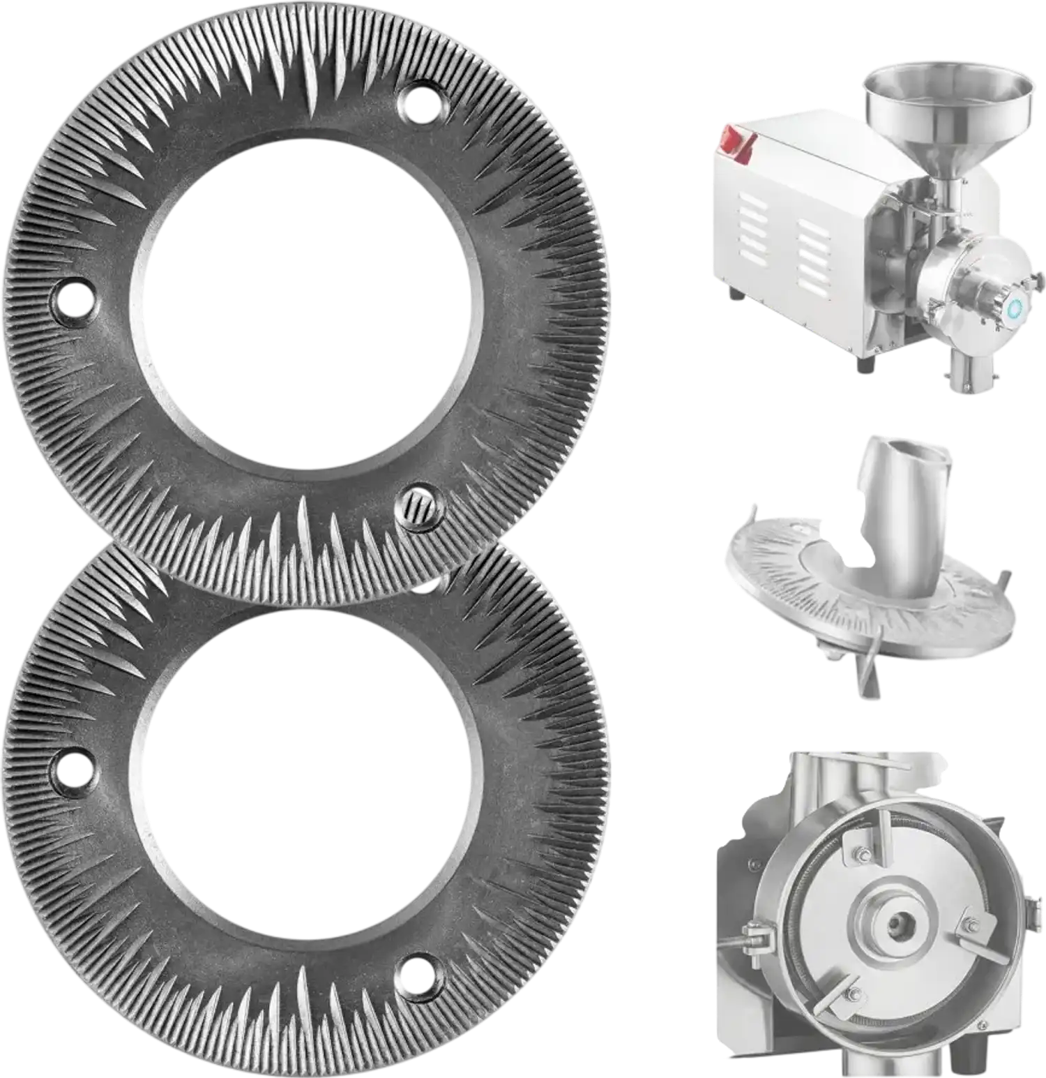 Vevor Grinding Plates Electric Grain Mill Replacement Discs 2-Pc Cast Iron Dry Grinding New