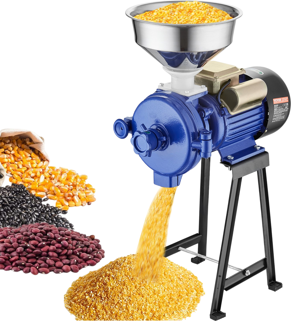 VEVOR Electric Grain Mill Grinder, 3000W Spice Grinders, Commercial Corn Mill with Funnel, Thickness Adjustable Powder Machine, Heavy Duty Feed Flour Cereal Mill Wheat Grinders, Dry Grinder