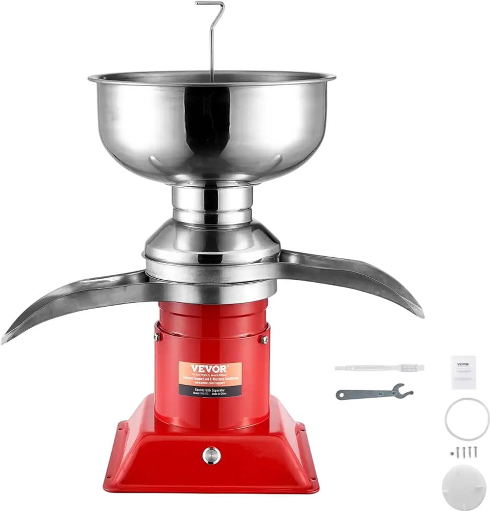 VEVOR Milk Cream Centrifugal Separator, 304 Stainless Steel Electric Cream Separators, 100L/H Output 10500RPM Goat Milk Separator, 30W Cow Cream Separator, Milk Skimmer with 5L Bowl Capacity, 100-240V