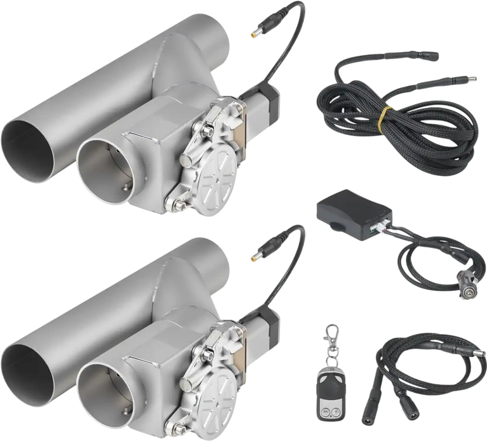 VEVOR Electric Exhaust Cutout, 2.5 Inch 2PCS Universal Stainless Steel Exhaust Valve Kit with One Controller Remote Kit, Cut Out Valve, Y Pipe, Remote Control, Fits Trucks, Sedans, Sports Cars, SUVs