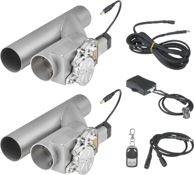 VEVOR Electric Exhaust Cutout, 2.5 Inch 2PCS Universal Stainless Steel Exhaust Valve Kit with One Controller Remote Kit, Cut Out Valve, Y Pipe, Remote Control, Fits Trucks, Sedans, Sports Cars, SUVs