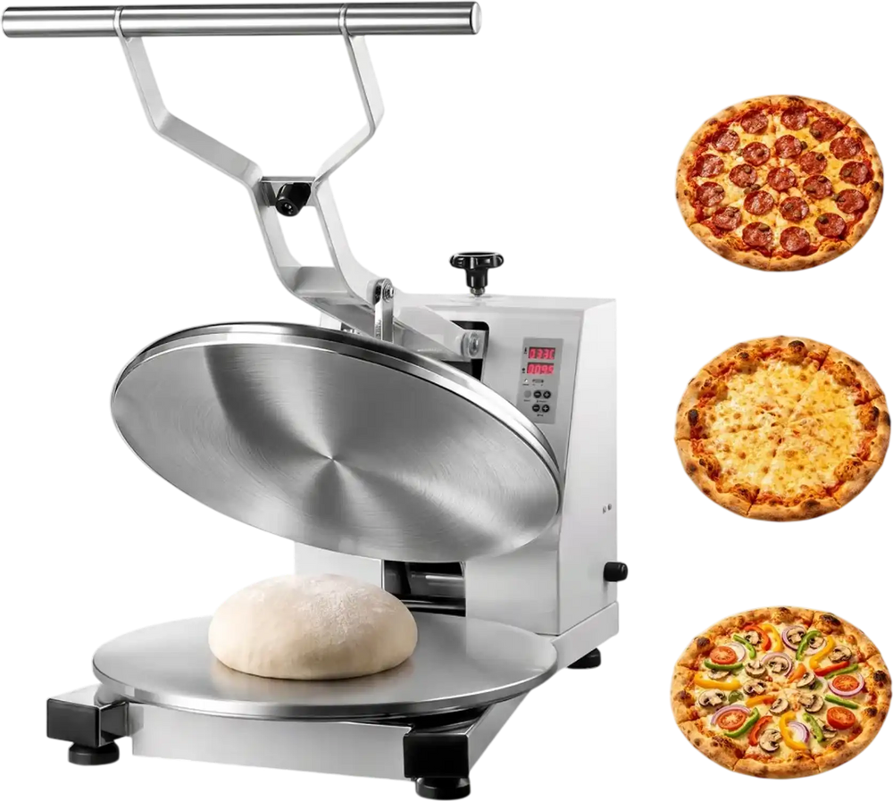 VEVOR Commercial Pizza Dough Press Machine 18 in Electric Dough Sheeter, Ideal for Bakery Home Restaurant Use, 1200W Cast Aluminum Pastry Press Plate, Adjustable Thickness Bread Forming Presser